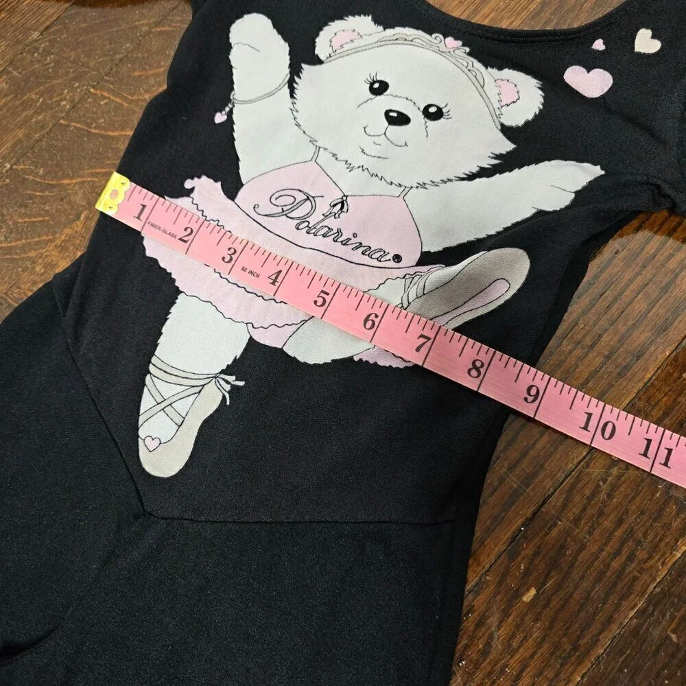 Vintage 80s 90s Ballerina Bear Stirrup Legging Girls Jumpsuit